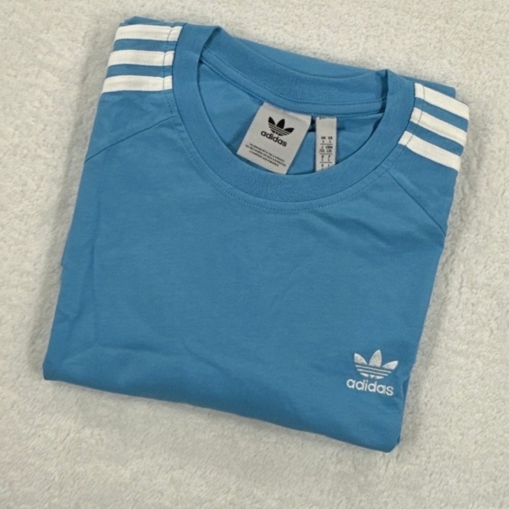 Adidas Originals Mens Large Lock Up Tee Semi Blue Burst Trefoil T-Shirt NWT